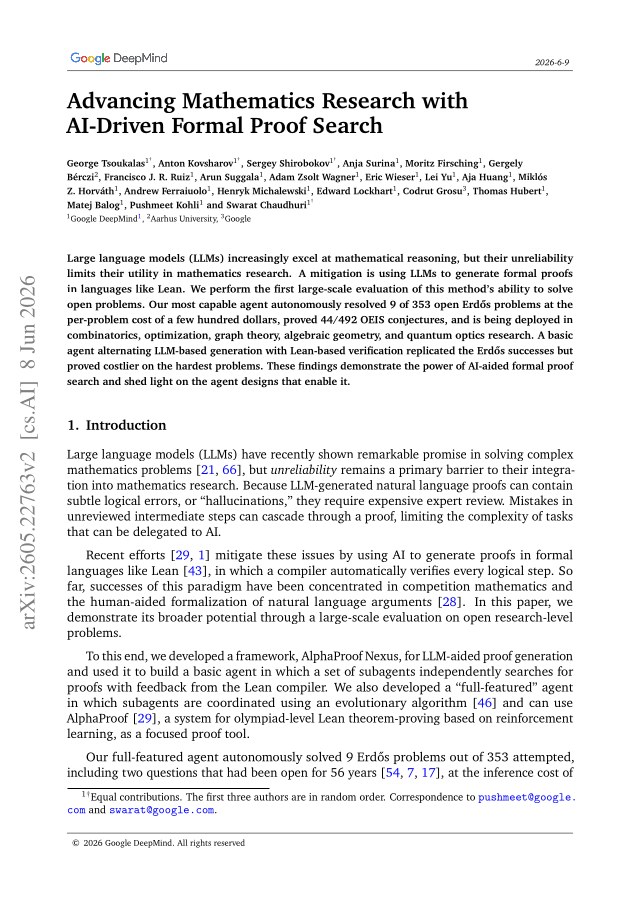 First page of Advancing Mathematics Research with AI-Driven Formal Proof Search