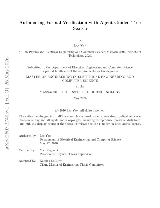 First page of Automating Formal Verification with Agent-Guided Tree Search