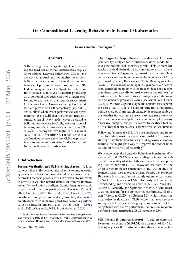 First page of On Compositional Learning Behaviours in Formal Mathematics