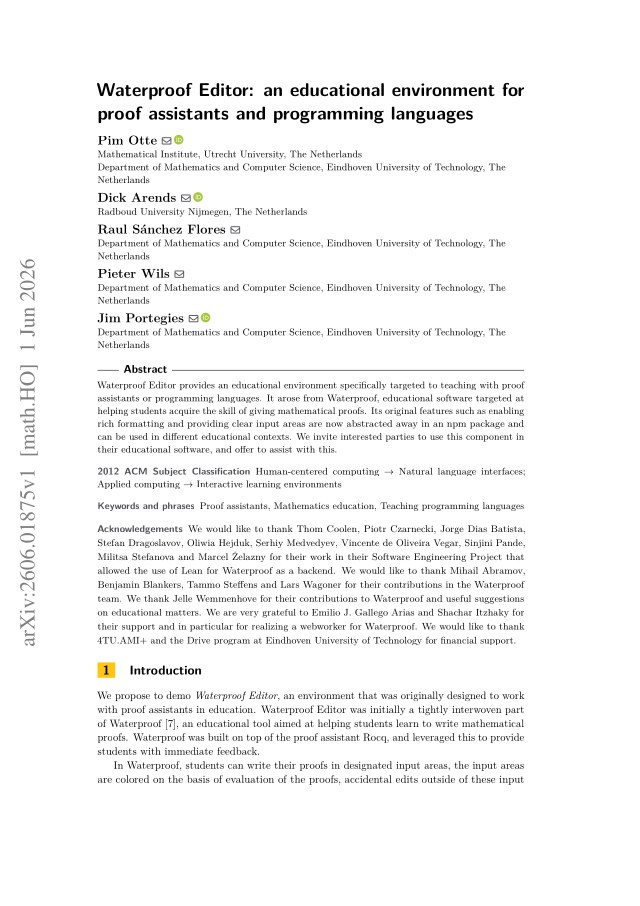 First page of Waterproof Editor: an educational environment for proof assistants and programming languages