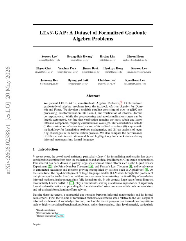 First page of Lean-GAP: A Dataset of Formalized Graduate Algebra Problems