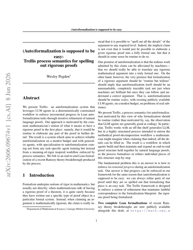 First page of (Auto)formalization is supposed to be easy: Trellis process semantics for spelling out rigorous proofs