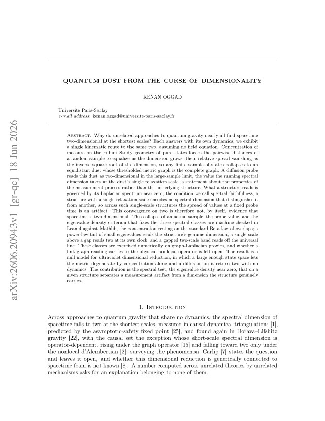First page of Quantum Dust from the Curse of Dimensionality