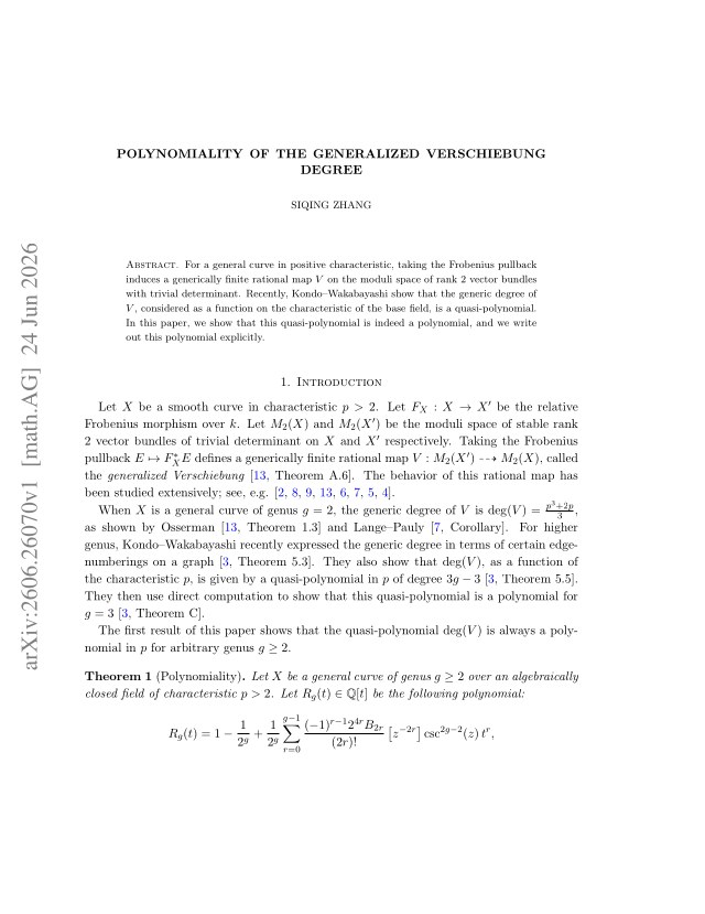 First page of Polynomiality of the Generalized Verschiebung Degree