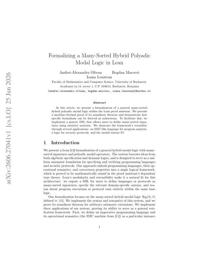First page of Formalizing a Many-Sorted Hybrid Polyadic Modal Logic in Lean