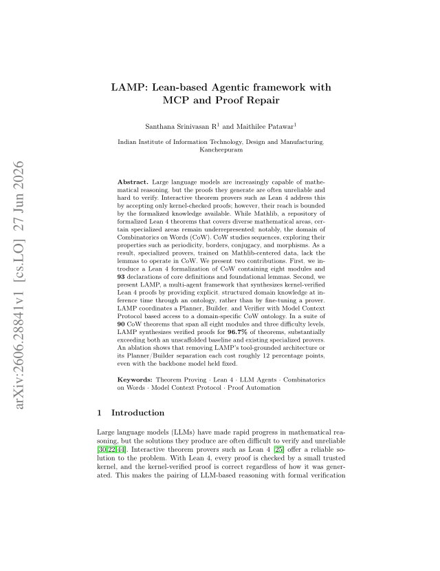 First page of LAMP: Lean-based Agentic framework with MCP and Proof Repair