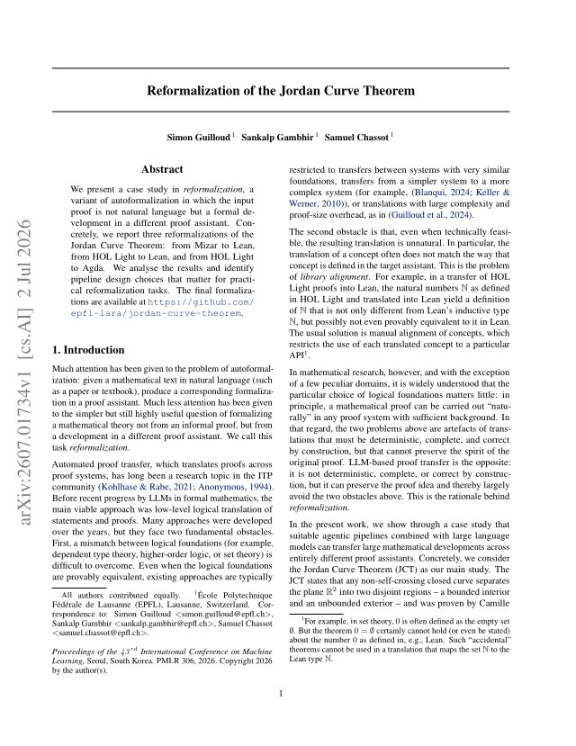 First page of Reformalization of the Jordan Curve Theorem