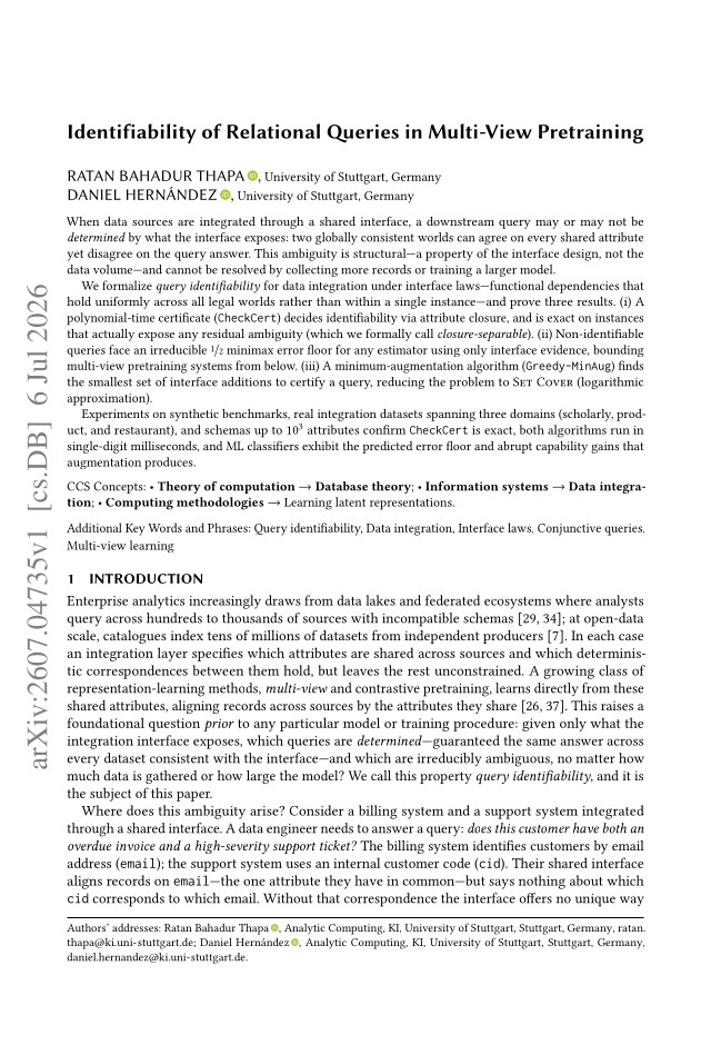 First page of Identifiability of Relational Queries in Multi-View Pretraining