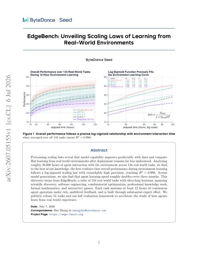 First page of EdgeBench: Unveiling Scaling Laws of Learning from Real-World Environments