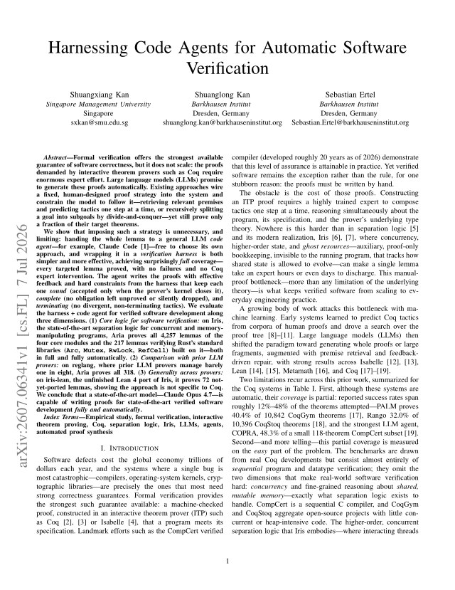 First page of Harnessing Code Agents for Automatic Software Verification