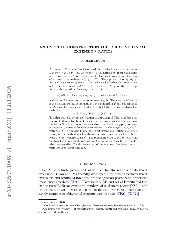 First page of An Overlap Construction for Relative Linear Extension Ratios