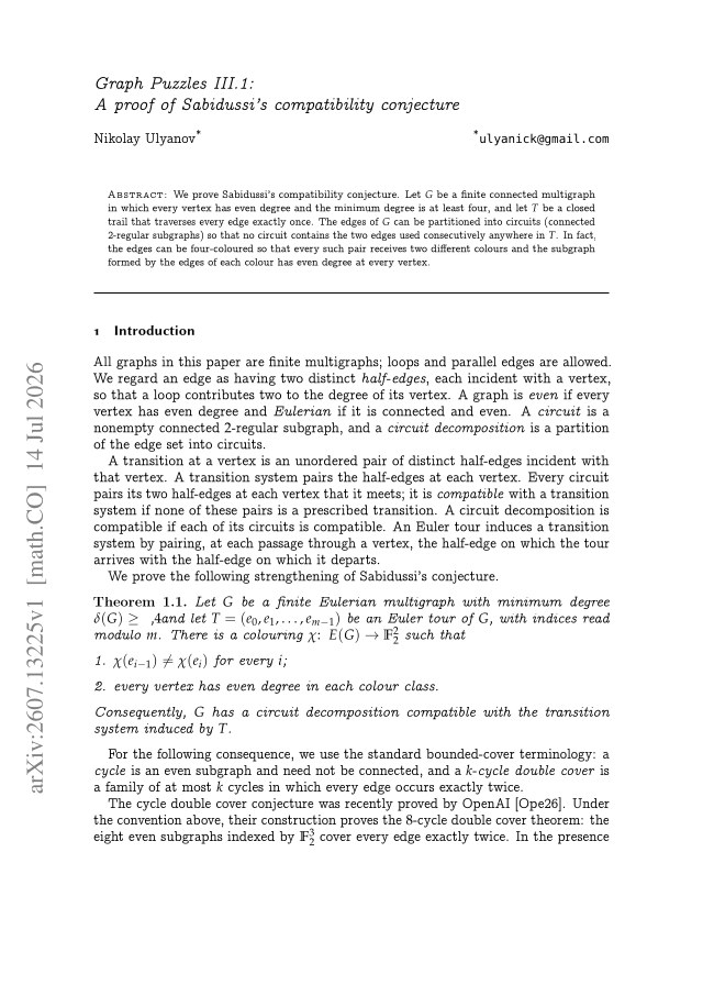 First page of Graph Puzzles III.1: A Proof of Sabidussi's Compatibility Conjecture