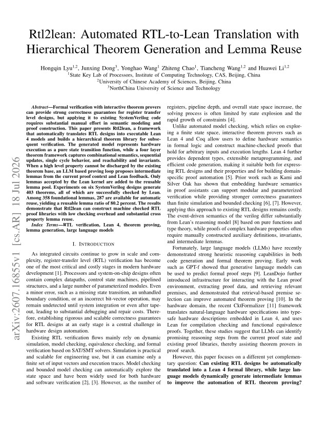 First page of Rtl2lean: Automated RTL-to-Lean Translation with Hierarchical Theorem Generation and Lemma Reuse