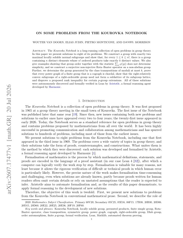 First page of On Some Problems from the Kourovka Notebook