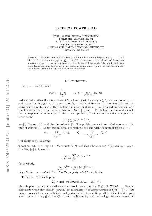 First page of Exterior power sums