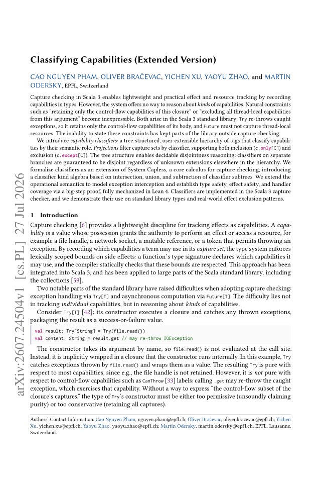 First page of Classifying Capabilities (Extended Version)