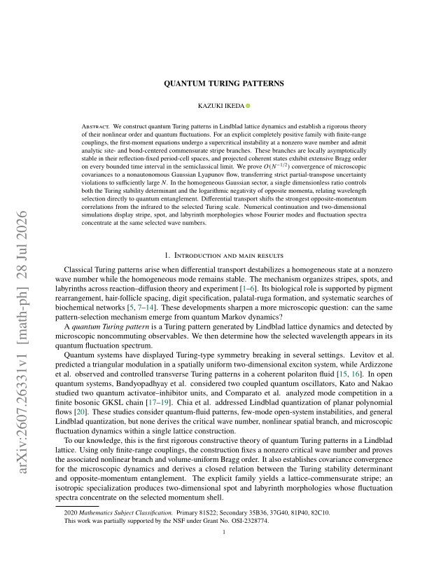 First page of Quantum Turing Patterns