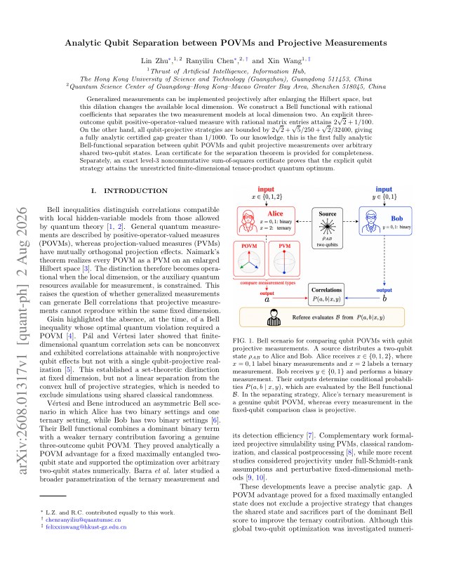 First page of Analytic Qubit Separation between POVMs and Projective Measurements