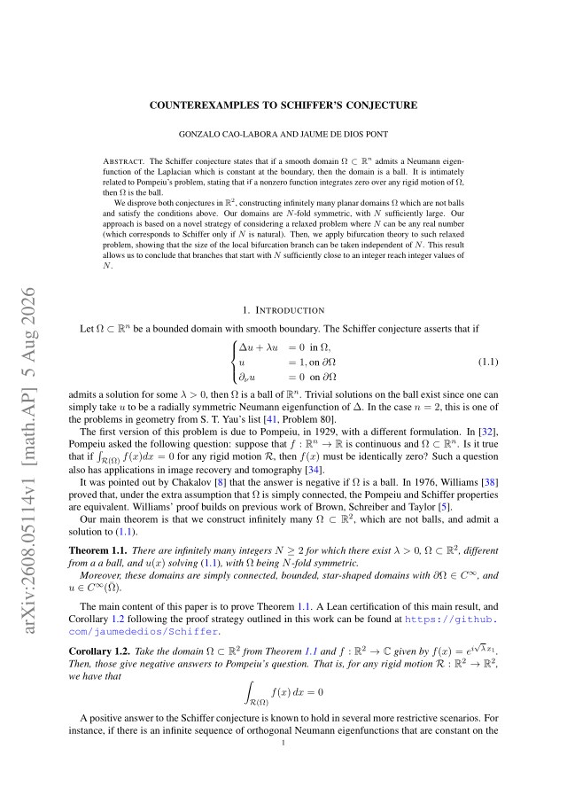 First page of Counterexamples to Schiffer's Conjecture