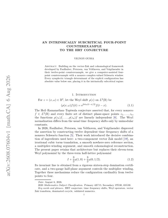 First page of An intrinsically subcritical four-point counterexample