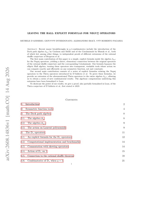 First page of Leaving the Hall: explicit formulas for Neguţ operators