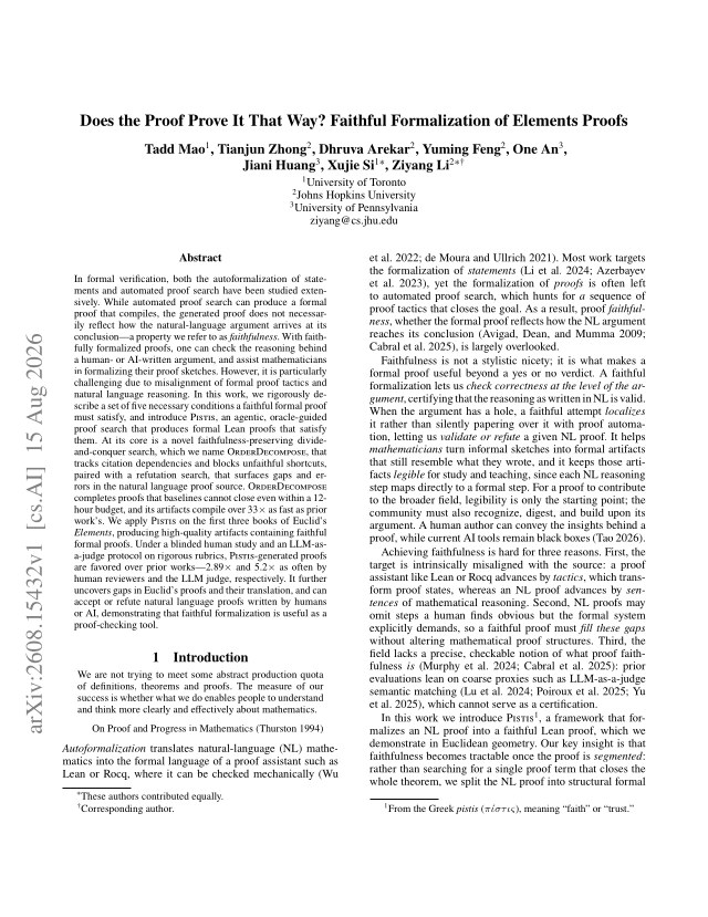 First page of Does the Proof Prove It That Way? Faithful Formalization of Elements Proofs