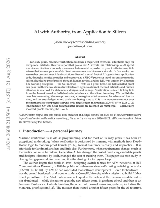 First page of AI with Authority, from Application to Silicon