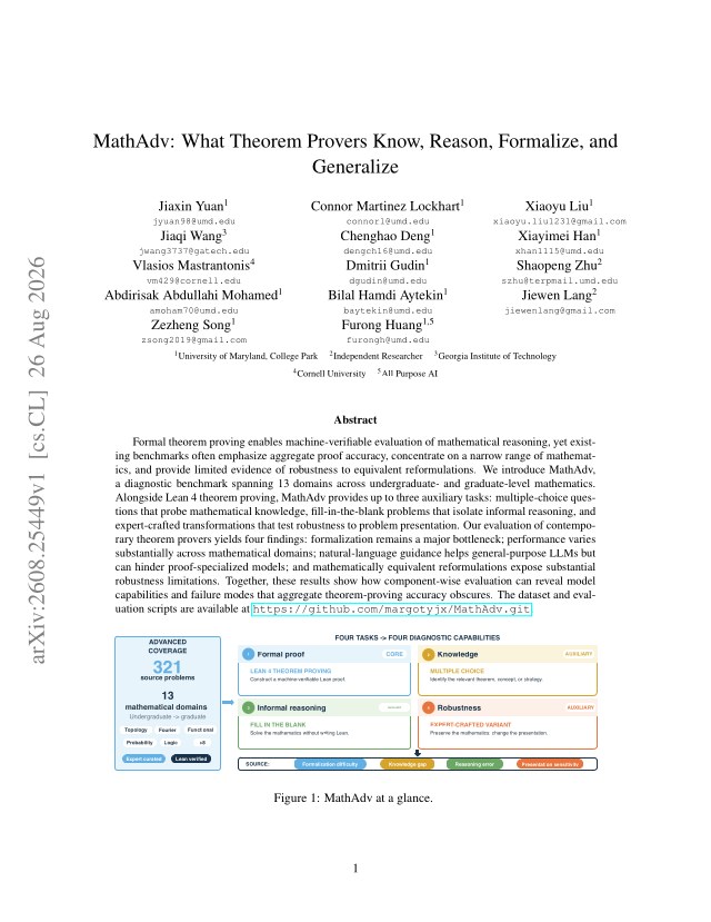 First page of MathAdv: What Theorem Provers Know, Reason, Formalize, and Generalize
