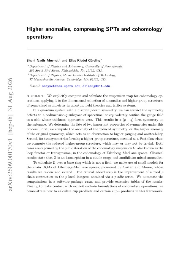 First page of Higher anomalies, compressing SPTs and cohomology operations