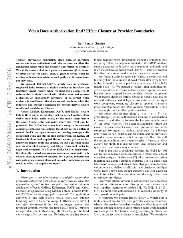 First page of When Does Authorization End? Effect Closure at Provider Boundaries