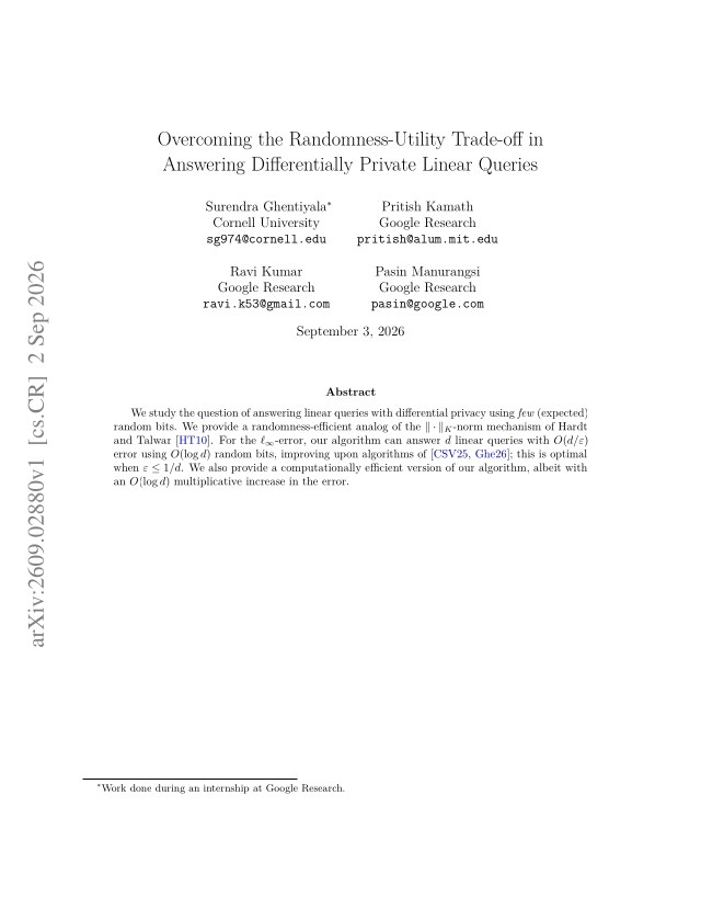 First page of Overcoming the Randomness-Utility Trade-off in Answering Differentially Private Linear Queries