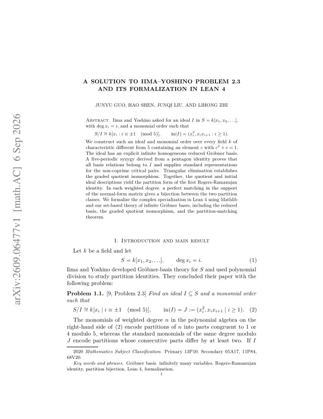 First page of A Solution to Iima–Yoshino Problem 2.3