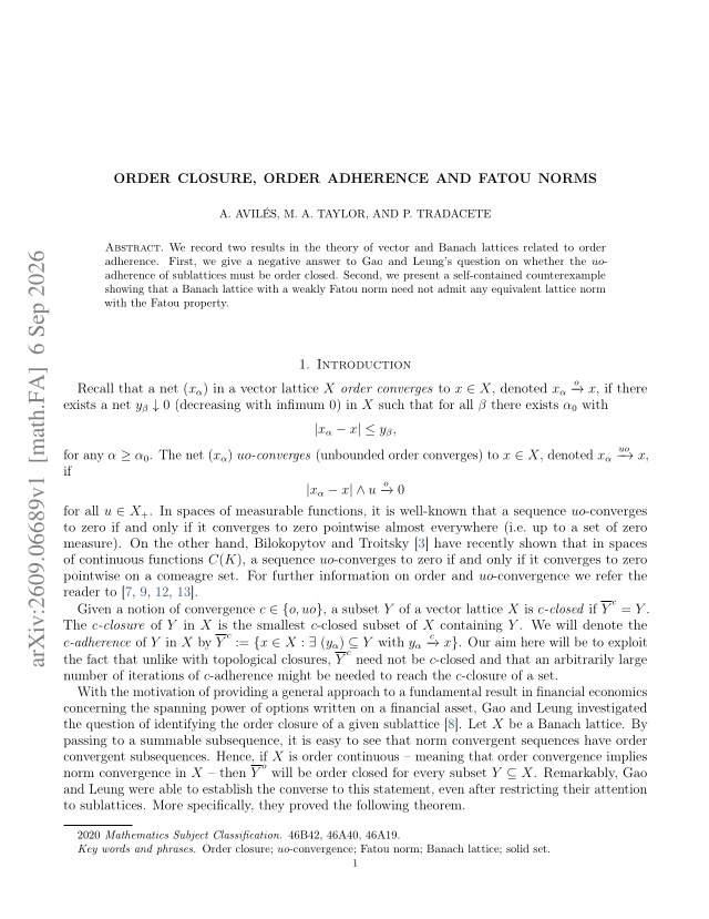 First page of Order closure, order adherence and Fatou norms