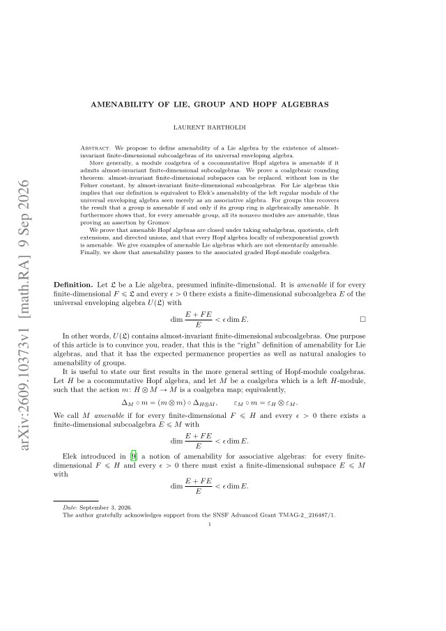 First page of Amenability of Lie, Group and Hopf algebras