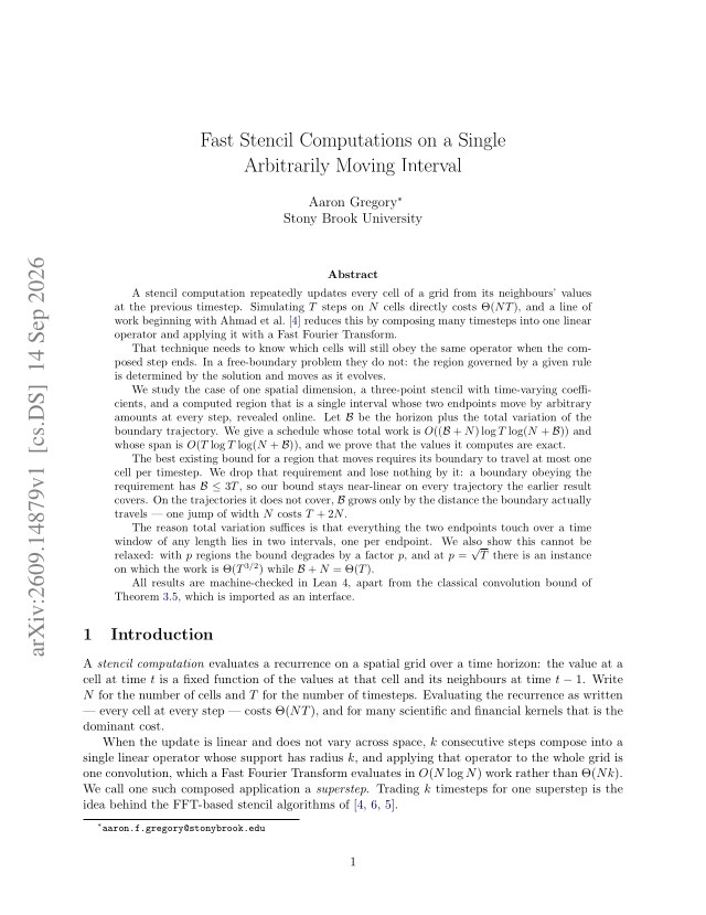 First page of Fast Stencil Computations on a Single Arbitrarily Moving Interval