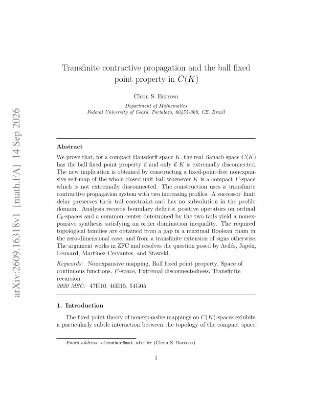 First page of Transfinite contractive propagation and the ball fixed point property in \texorpdfstring{$C(K)$}{C(K)}