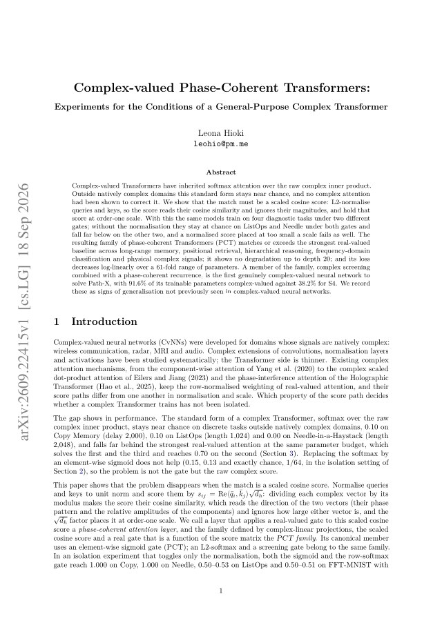 First page of Complex-valued Phase-Coherent Transformers