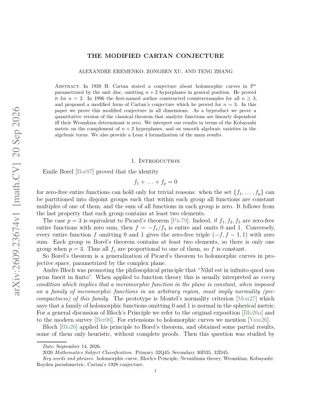 First page of The modified Cartan conjecture