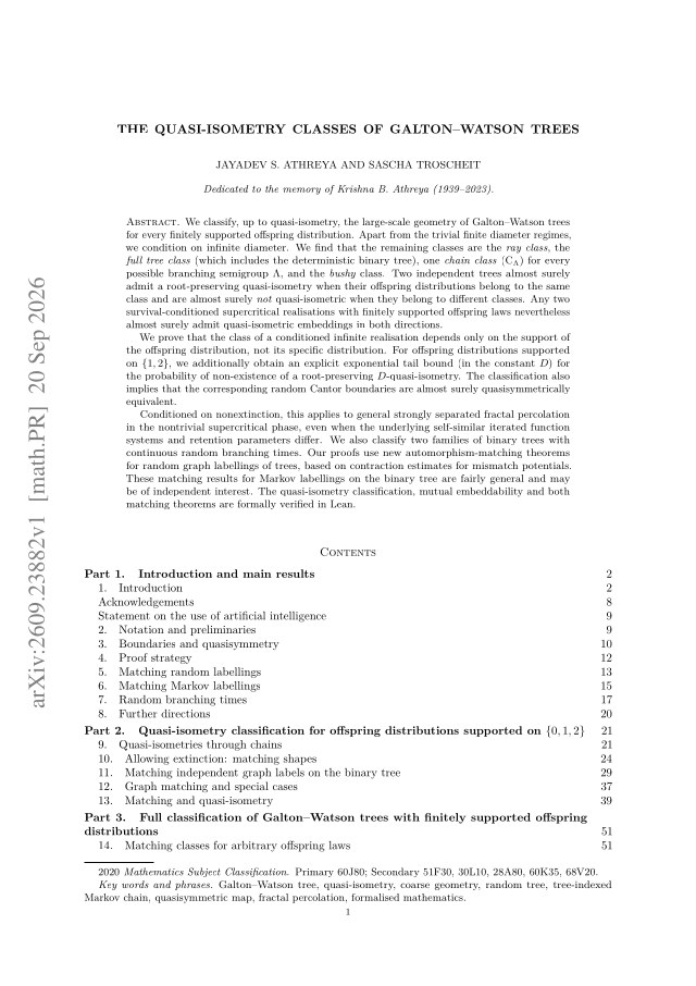 First page of The quasi-isometry classes of Galton–Watson trees