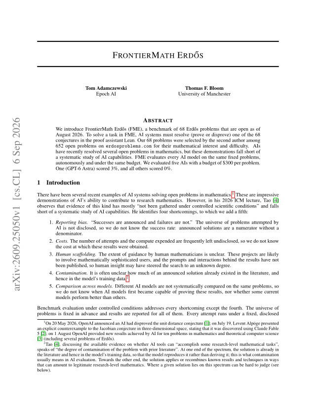 First page of FrontierMath Erdős