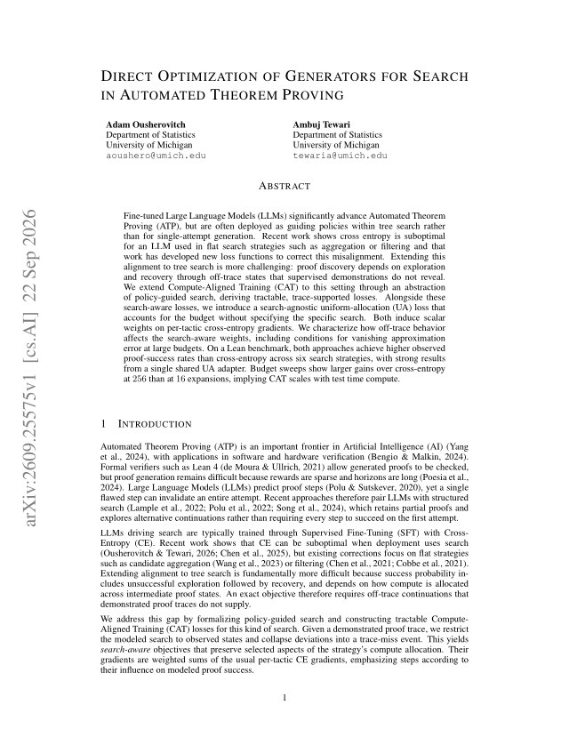 First page of Direct Optimization of Generators for Search in Automated Theorem Proving