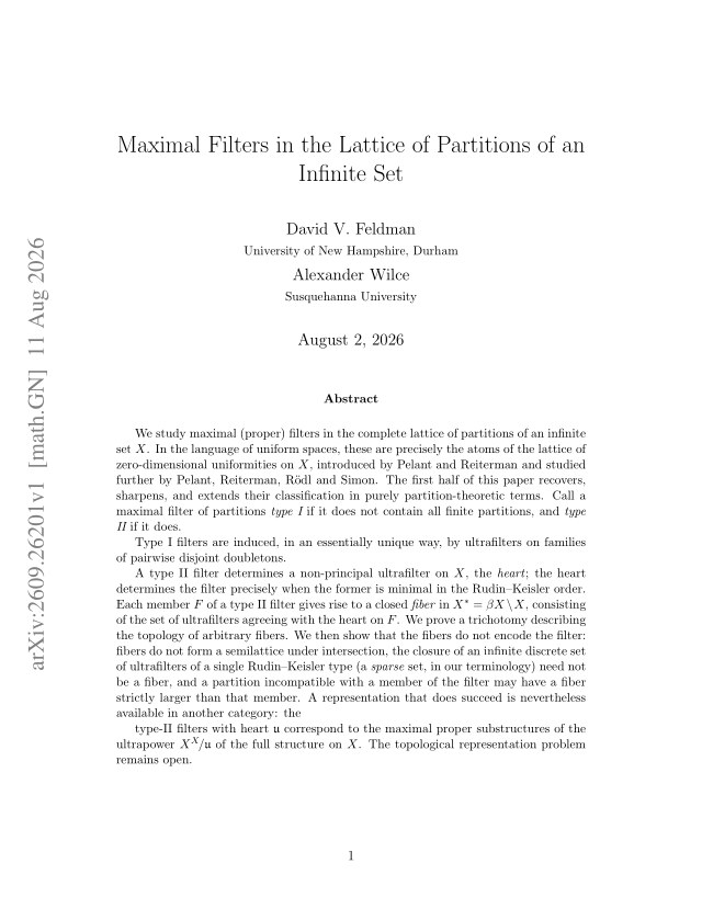 First page of Maximal Filters in the Lattice of Partitions of an Infinite Set