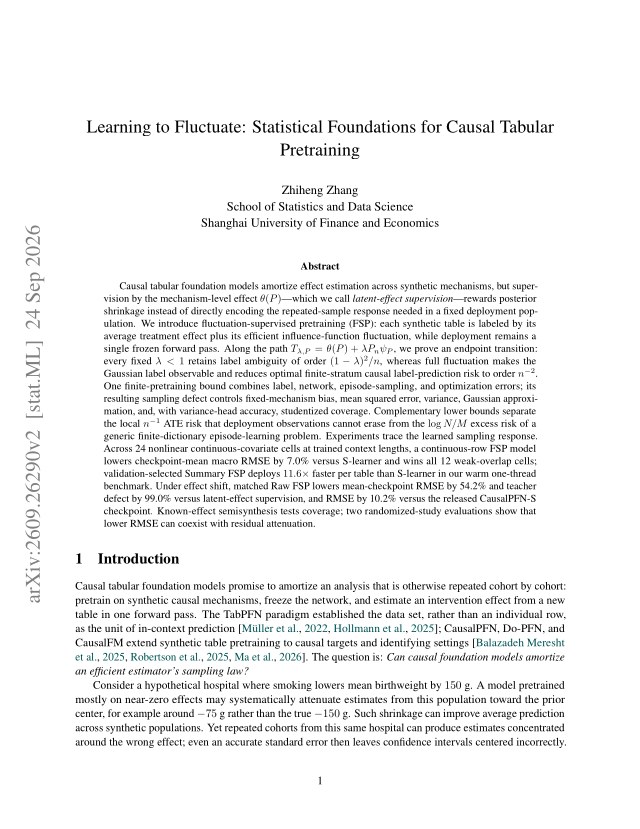 First page of Learning to Fluctuate: Statistical Foundations for Causal Tabular Pretraining
