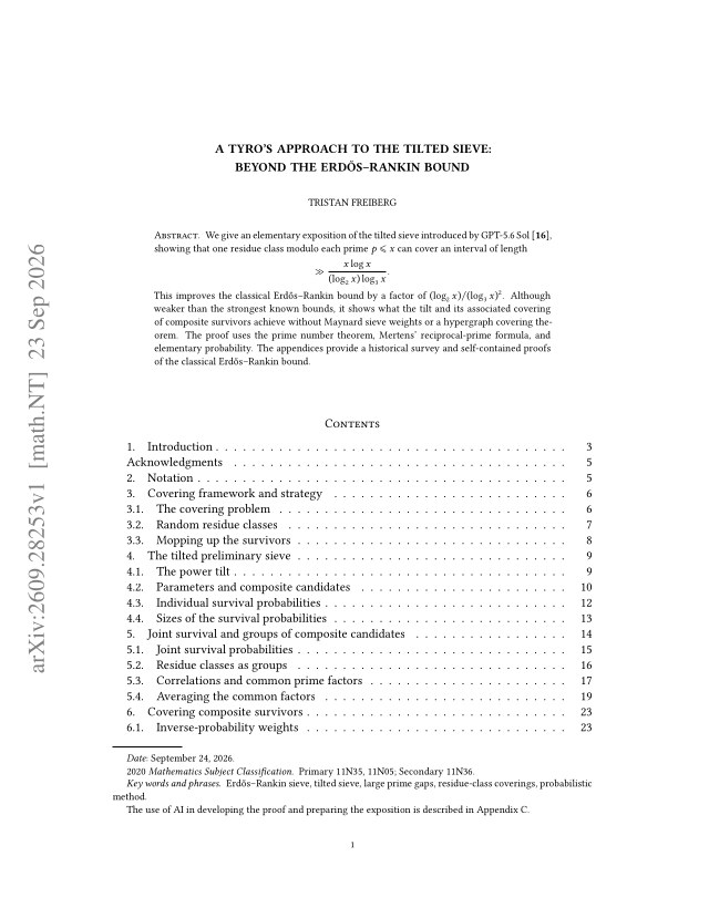 First page of A tyro's approach to the tilted sieve: beyond the Erdős–Rankin bound