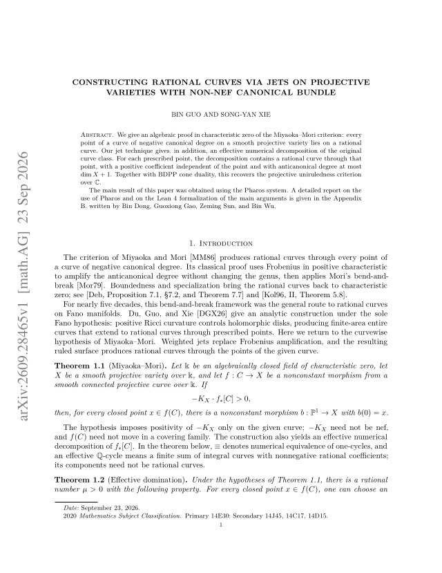 First page of Constructing Rational Curves via Jets on Projective Varieties with Non-Nef Canonical Bundle