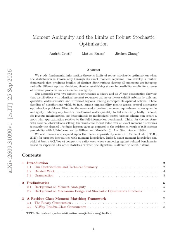 First page of Moment Ambiguity and the Limits of Robust Stochastic Optimization