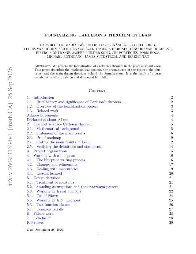 First page of Formalizing Carleson's Theorem in Lean
