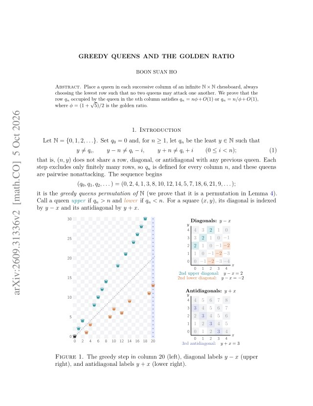 First page of Greedy queens and the golden ratio