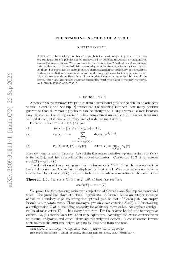 First page of The stacking number of a tree