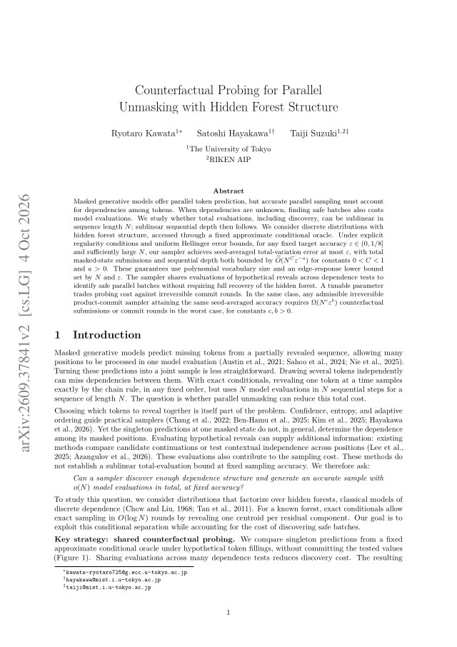 First page of Counterfactual Probing for Parallel Unmasking with Hidden Forest Structure